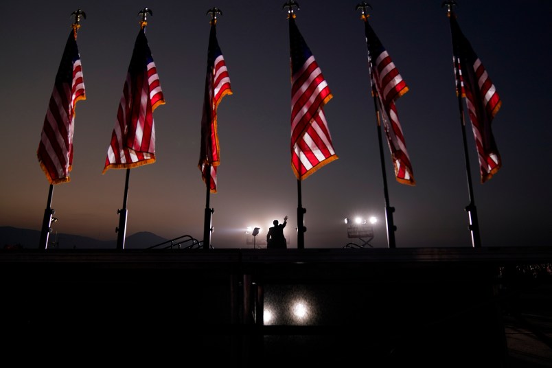 President Donald Trump speaks at a rally at Minden-Tahoe Airport in Minden, Nev., Saturday, Sept. 12, 2020. (AP Photo/Andrew Harnik)