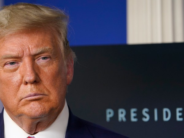 President Donald Trump listens during an event in the briefing room of the White House in Washington, Friday, Nov. 20, 2020, on prescription drug prices. (AP Photo/Susan Walsh)