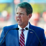 ATLANTA, GA - AUGUST 10: Georgia Governor Brian Kemp speaks during a press conference announcing statewide expanded COVID testing on August 10, 2020 in Atlanta, Georgia. (Photo by Elijah Nouvelage/Getty Images)