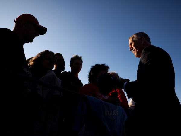 HICKORY, NC - NOVEMBER 01: Republican U.S. Senate candidate Sen. Thom Tillis (R-NC) greets supporters before President Donald Trump holds a campaign rally at the Hickory Regional Airport on November 1, 2020 in Hickory, North Carolina. Early voting in North Carolina, which ended Saturday, drew over 4.5 million voters to the polls. (Photo by Michael Ciaglo/Getty Images)