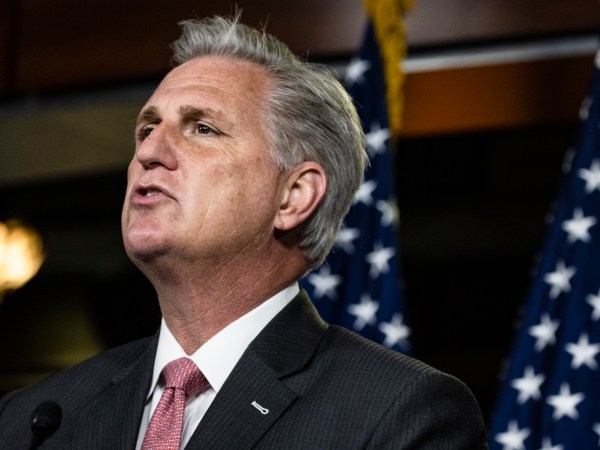 WASHINGTON, DC - NOVEMBER 12: House Minority Leader Kevin McCarthy (R-CA) speaks during a press conference at the U.S. Capitol on November 12, 2020 in Washington, DC. McCarthy criticized his colleagues across the aisle and faced questions about the new Republican House members that are on the more extreme end of the political spectrum. (Photo by Samuel Corum/Getty Images) *** Local Caption *** Kevin McCarthy