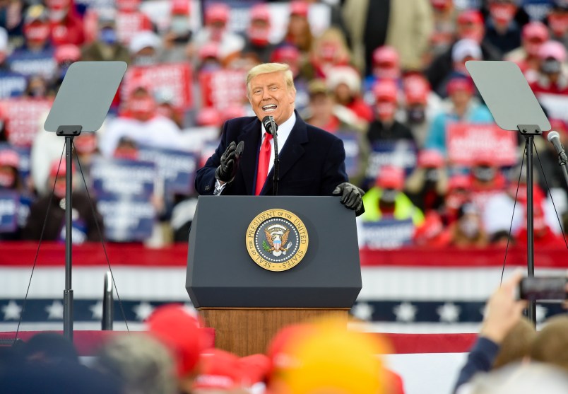 President Donald J. Trump speaks. At the Reading Regional Airport in Bern Township, PA Saturday afternoon October 31, 2020 where United States President Donald J. Trump spoke during a campaign rally for his bid for reelection.