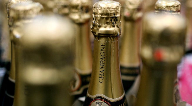 SOUTH SAN FRANCISCO, CA - DECEMBER 29:  Bottles of champagne are seen on display at a Costco store December 29, 2008 in South San Francisco, California. As the economy continues to falter, sales of sparkling wine and champagne are down this year compared to a 4 percent surge from last year.  (Photo by Justin Sullivan/Getty Images)