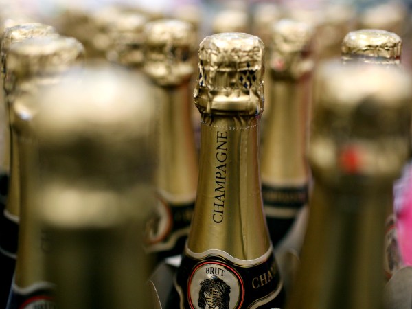 SOUTH SAN FRANCISCO, CA - DECEMBER 29:  Bottles of champagne are seen on display at a Costco store December 29, 2008 in South San Francisco, California. As the economy continues to falter, sales of sparkling wine and champagne are down this year compared to a 4 percent surge from last year.  (Photo by Justin Sullivan/Getty Images)