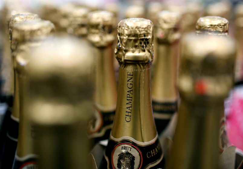 SOUTH SAN FRANCISCO, CA - DECEMBER 29:  Bottles of champagne are seen on display at a Costco store December 29, 2008 in South San Francisco, California. As the economy continues to falter, sales of sparkling wine and champagne are down this year compared to a 4 percent surge from last year.  (Photo by Justin Sullivan/Getty Images)