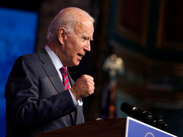 President-elect Joe Biden speaks about jobs at The Queen theater, Friday, Dec. 4, 2020, in Wilmington, Del. (AP Photo/Andrew Harnik)