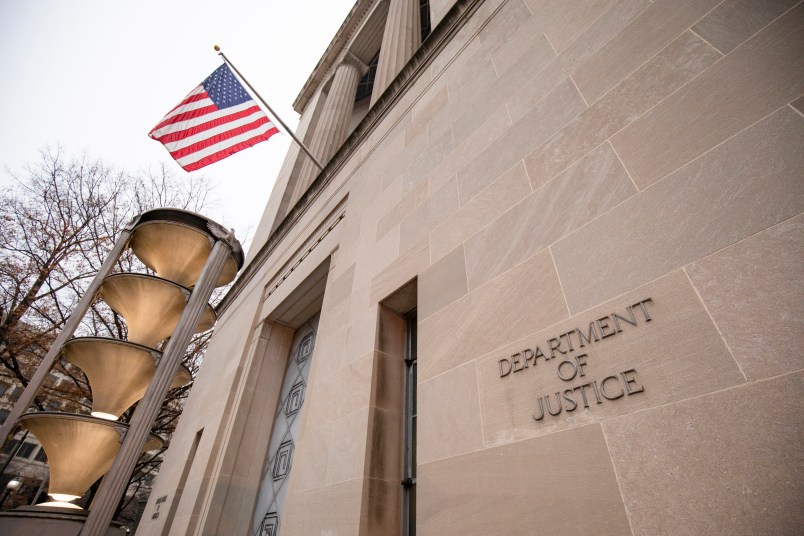 WASHINGTON, DC - DECEMBER 09: The Justice Department building on a foggy morning on December 9, 2019 in Washington, DC. It is expected that the Justice Department Inspector General will release his report on the investigation into the Justice and FBI’s conduct during the FISA warrant process as it relates to the 2016 election today.(Photo by Samuel Corum/Getty Images)