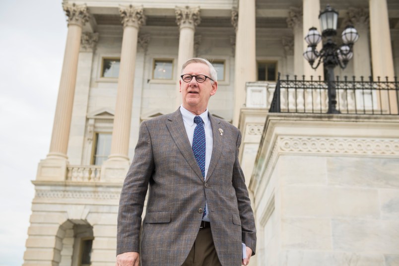 UNITED STATES - OCTOBER 26: Rep. Paul Mitchell, R-Mich., leaves the Capitol after the House passed a fiscal 2018 budget resolution on October 26, 2017. (Photo By Tom Williams/CQ Roll Call)
