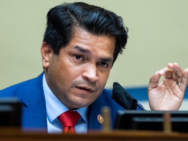 UNITED STATES - AUGUST 24: Rep. Jimmy Gomez, D-Calif., questions Postmaster General Louis DeJoy during the House Oversight and Reform Committee hearing titled “Protecting the Timely Delivery of Mail, Medicine, and Mail-in Ballots,” in Rayburn House Office Building on Monday, August 24, 2020. (Photo By Tom Williams/CQ Roll Call/Pool)