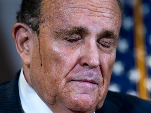 UNITED STATES - NOVEMBER 19 (FILE): Rudolph Giuliani, attorney for President Donald Trump, conducts a news conference at the Republican National Committee on lawsuits regarding the outcome of the 2020 presidential election on Thursday, November 19, 2020. (Photo By Tom Williams/CQ Roll Call)