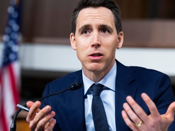 UNITED STATES - DECEMBER 10: Sen. Josh Hawley, R-Mo., speaks during the Senate Judiciary Committee markup on judicial nominations and the “Online Content Policy Modernization Act,” in Dirksen Building on Thursday, December 10, 2020. (Photo By Tom Williams/CQ Roll Call)