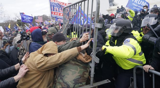 WASHINGTON, DC - JANUARY 06:  Protesters gather on the second day of pro-Trump events fueled by President Donald Trump's continued claims of election fraud in an to overturn the results before Congress finalizes them in a joint session of the 117th Congress on Wednesday, Jan. 6, 2021 in Washington, DC. (Kent Nishimura / Los Angeles Times)