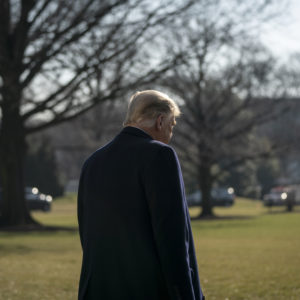 WASHINGTON, DC - JANUARY 12: U.S. President Donald Trump walks to Marine One on the South Lawn of the White House on January 12, 2021 in Washington, DC. Following last week's deadly pro-Trump riot on Capitol Hill, President Trump is making his first public appearance on Tuesday as he makes a trip to the border town of Alamo, Texas to view the partial construction of a wall along the U.S.-Mexico border. (Photo by Drew Angerer/Getty Images)