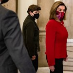 WASHINGTON, DC - JANUARY 25: Speaker of the House Nancy Pelosi (D-CA) heads back to her office after calling the House of Representatives into a pro forma session on January 25, 2021 in Washington, DC. Later today the House will be sending the Articles of Impeach meant of former President Donald Trump to the Senate which will trigger the start of the trial. (Photo by Samuel Corum/Getty Images) *** Local Caption *** Nancy Pelosi