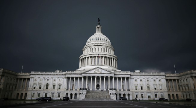 WASHINGTON, DC - JUNE 13:  Storm cloads fill the sky over the U.S. Capitol Building, June 13, 2013 in Washington, DC. Potentially damaging storms are forecasted to hit parts of the east coast with potential for causing power wide spread outages.  (Photo by Mark Wilson/Getty Images)