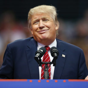 Republican presidential candidate Donald Trump during a campaign rally at the American Airlines Center on September 14, 2015 in Dallas, Texas. More than 20,000 tickets have been distributed for the event.