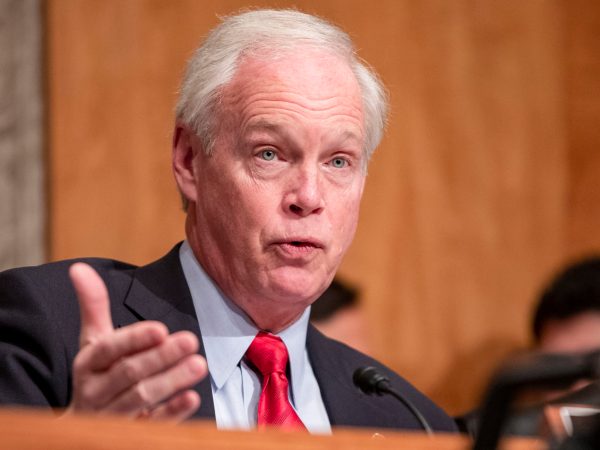 WASHINGTON, DC - DECEMBER 18: Committee Chairman Ron Johnson (R-WI) questions Department of Justice Inspector General Michael Horowitz during a Senate Committee On Homeland Security And Governmental Affairs hearing at the US Capitol on December 18, 2019 in Washington, DC. Last week the Inspector General released a report on the origins of the FBI's investigation into the Trump campaign's possible ties with Russia during the 2016 Presidential elections. (Photo by Samuel Corum/Getty Images) *** Local Caption *** Ron Johnson