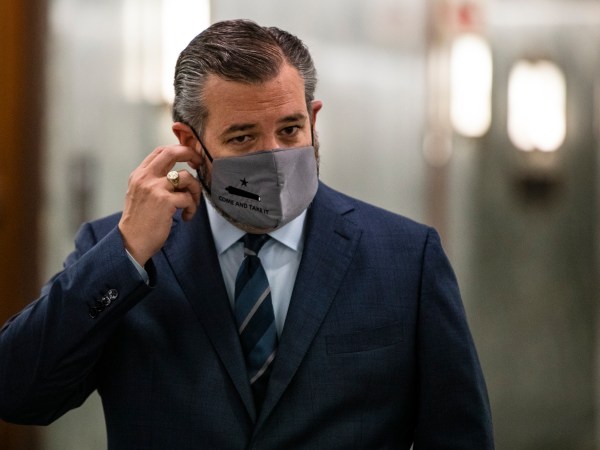 WASHINGTON, DC - OCTOBER 22: Senator Ted Cruz (R-TX) heads into a Judiciary Committee hearing where Republicans will vote on whether or not to move the nomination of Judge Amy Coney Barrett to the Supreme Court out of committee and on to the Senate for a full vote on October 22, 2020 in Washington, DC. Judge Amy Coney Barrett was nominated by President Donald Trump to fill the vacancy left by Justice Ruth Bader Ginsburg who passed away in September. (Photo by Samuel Corum/Getty Images) *** Local Caption *** Ted Cruz