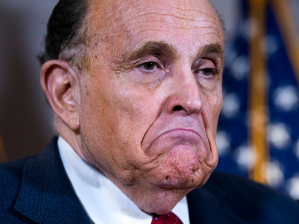 UNITED STATES - NOVEMBER 19 (FILE): Rudolph Giuliani, attorney for President Donald Trump, conducts a news conference at the Republican National Committee on lawsuits regarding the outcome of the 2020 presidential election on Thursday, November 19, 2020. (Photo By Tom Williams/CQ Roll Call)
