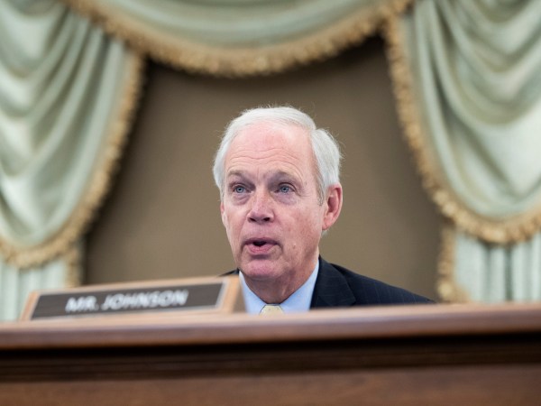 UNITED STATES - JANUARY 26 : Sen. Ron Johnson, R-Wis., questions Gina Raimondo, nominee for Secretary of Commerce, during her Senate Commerce, Science, and Transportation Committee confirmation hearing in Russell Senate Office Building in Washington, D.C., on Tuesday, January 26, 2021. (Photo By Tom Williams/CQ Roll Call/POOL)