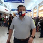 CANCUN, QUINTANA ROO  - FEBRUARY 18: Ted Cruz checks in for a flight at Cancun International Airport after a backlash over his Mexican family vacation as his home state of Texas endured a Winter storm. The Republican politician came under fire after jetting to the warm holiday destination as hundreds of thousands of people in the lone star state suffered a loss of power. Reports stated that Cruz was due to catch a flight back to Houston, Texas on February 18, 2021 in Cancun, Quintana Roo. (Photo by MEGA/GC Images)