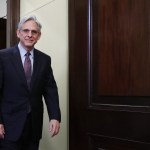 Supreme Court nominee Merrick Garland meets with Sen. Tim Kaine (D-VA) in his office in the Russell Senate Office Building on Capitol Hill April 21, 2016 in Washington, DC. President Barack Obama nominated Garland to replace Associate Justice Antonin Scalia who passed away earlier this year.