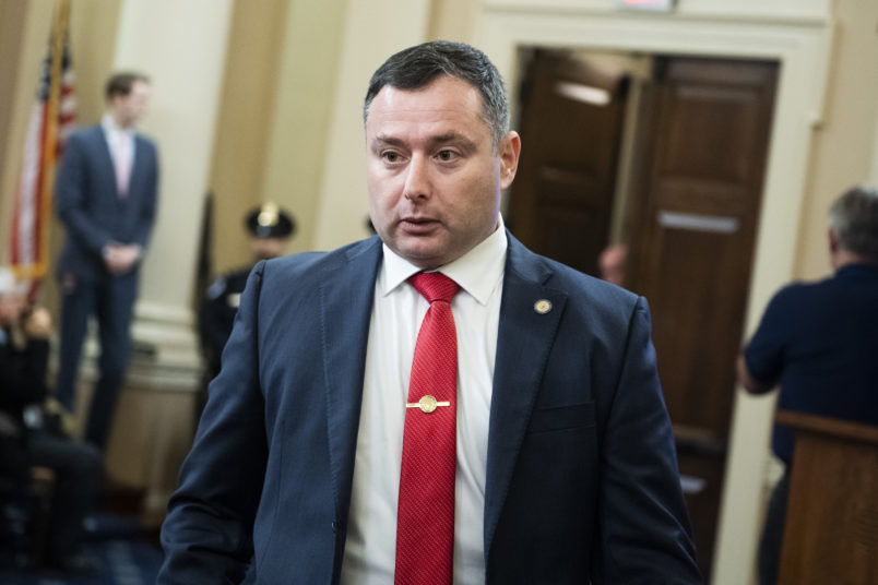 UNITED STATES - NOVEMBER 19: Yevgeny Vindman, the brother of Lt. Col. Alexander Vindman, director of European affairs at the National Security Council, arrives back to the  House Intelligence Committee hearing on the impeachment inquiry of President Trump in Longworth Building on Tuesday, November 19, 2019. Lt. Col. Alexander Vindman, testified. (Photo By Tom Williams/CQ Roll Call)