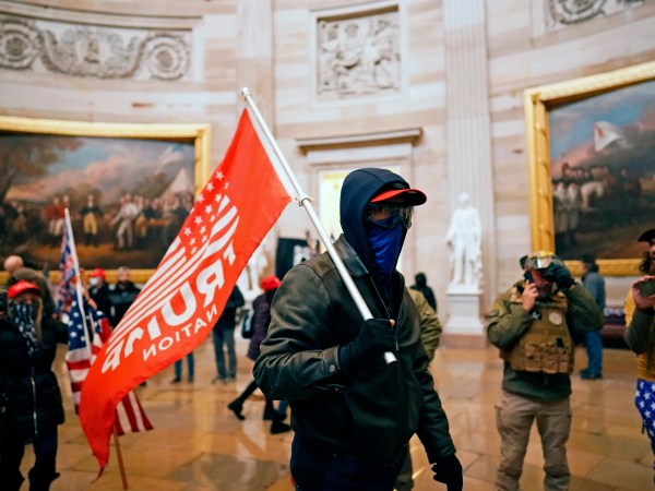 WASHINGTON, DC - JANUARY 06: Protesters gather storm the Capitol and halt a joint session of the 117th Congress on Wednesday, Jan. 6, 2021 in Washington, DC. (Kent Nishimura / Los Angeles Times)