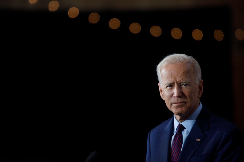 BURLINGTON, IA - AUGUST 07: Former Vice President Joe Biden delivers remarks about White Nationalism during a campaign press conference on August 7, 2019 in Burlington, Iowa. (Photo by Tom Brenner/Getty Images)