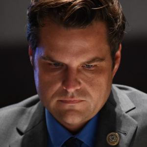 Representative Matt Gaetz, a Republican from Florida, listens during a House Judiciary Committee markup on H.R. 7120, the "Justice in Policing Act of 2020," in Washington, D.C., U.S., on Wednesday, June 17, 2020. The House bill would make it easier to prosecute and sue officers and would ban federal officers from using choke holds, bar racial profiling, end "no-knock" search warrants in drug cases, create a national registry for police violations, and require local police departments that get federal funds to conduct bias training. Photographer: Erin Scott/Bloomberg