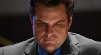 Representative Matt Gaetz, a Republican from Florida, listens during a House Judiciary Committee markup on H.R. 7120, the "Justice in Policing Act of 2020," in Washington, D.C., U.S., on Wednesday, June 17, 2020. The House bill would make it easier to prosecute and sue officers and would ban federal officers from using choke holds, bar racial profiling, end "no-knock" search warrants in drug cases, create a national registry for police violations, and require local police departments that get federal funds to conduct bias training. Photographer: Erin Scott/Bloomberg