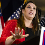 WASHINGTON, DC - NOVEMBER 09: RNC Chairwoman Ronna McDaniel speaks during a press conference at the Republican National Committee headquarters on November 9, 2020 in Washington, DC. Trump campaign and Republican Party officials continued to push theories of voter intimidation, fraud, and illegal votes but were unable to provide proof at the time of the press conference. (Photo by Samuel Corum/Getty Images) *** Local Caption *** Ronna McDaniel