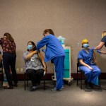 PORTLAND, OR - DECEMBER 16 : Healthcare workers get the Pfizer-BioNTech COVID-19 vaccination at the Legacy Emanuel Medical Center on December 16, 2020 in Portland, Oregon. Today was the first day of vaccinations in Oregon. (Photo by Paula Bronstein/Getty Images)