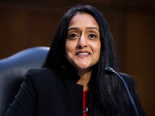 UNITED STATES - MARCH 09: Vanita Gupta, nominee for associate attorney general, testifies during her Senate Judiciary Committee confirmation hearing in Hart Building on Tuesday, March 9, 2021. Lisa Monaco, nominee for deputy attorney general, also testified. (Photo By Tom Williams/CQ Roll Call)