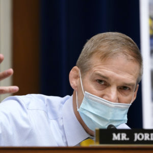 Rep. Jim Jordan, R-Ohio, questions Dr. Anthony Fauci, the nation's top infectious disease expert, during a House Select Subcommittee hearing on Capitol Hill in Washington, Thursday, April 15, 2021, on the coronavirus crisis. (AP Photo/Susan Walsh, Pool)