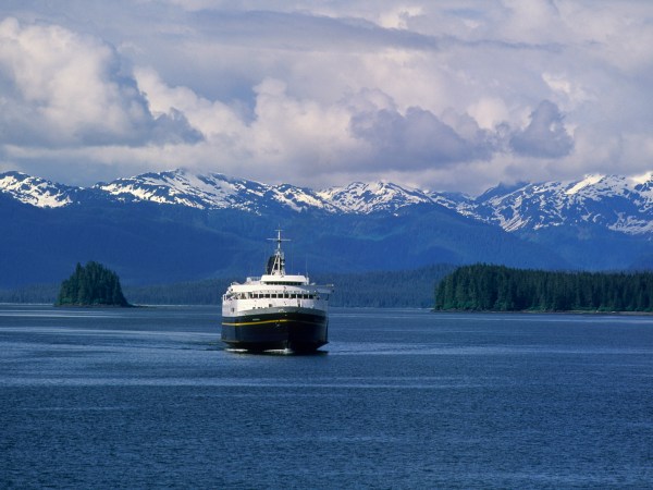 ALASKA, UNITED STATES - 1994/01/01: USA, Alaska, Inside Passage, Frederick Sound, Near St. Petersburg, Alaskan State Ferry, M/v Matanuska. (Photo by Wolfgang Kaehler/LightRocket via Getty Images)