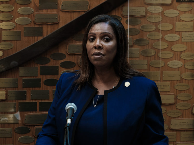 ROCHESTER, NY - SEPTEMBER 20:  New York State Attorney General Letitia James speaks at a news conference about the ongoing investigation into the death of Daniel Prude September 20, 2020 in Rochester, New York. Prude died March 30 after being taken off life support following his arrest by Rochester police.   (Photo by Joshua Rashaad McFadden/Getty Images)