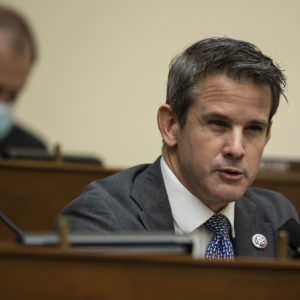 Representative Adam Kinzinger, a Republican from Illinois, speaks during a hearing in Washington, D.C., U.S., on Wednesday, March 10, 2021. The Biden administration is considering withdrawing all troops from Afghanistan by May 1 as it leans on President Ashraf Ghani to accelerate peace talks with the Taliban, including by supporting a proposal for six-nation discussions that include Iran. Photographer: Ting Shen/Bloomberg