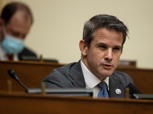 Representative Adam Kinzinger, a Republican from Illinois, speaks during a hearing in Washington, D.C., U.S., on Wednesday, March 10, 2021. The Biden administration is considering withdrawing all troops from Afghanistan by May 1 as it leans on President Ashraf Ghani to accelerate peace talks with the Taliban, including by supporting a proposal for six-nation discussions that include Iran. Photographer: Ting Shen/Bloomberg