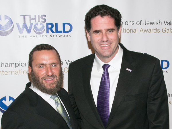 NEW YORK, NY - MAY 18:  Rabbi Shmuley Boteach and Israel Ambassador Ron Dermer attend the Champions Of Jewish Values international gala at Cipriani 42nd Street on May 18, 2014 in New York City.  (Photo by J Carter Rinaldi/FilmMagic)