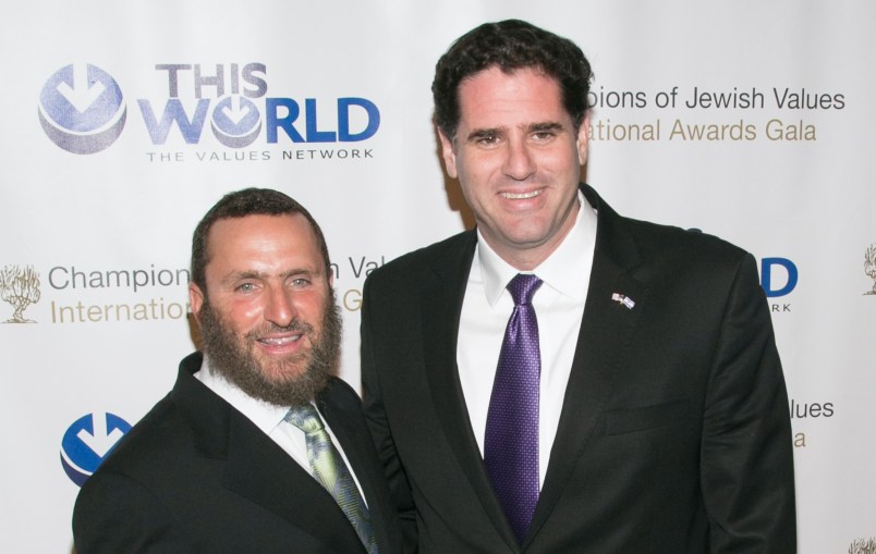 NEW YORK, NY - MAY 18:  Rabbi Shmuley Boteach and Israel Ambassador Ron Dermer attend the Champions Of Jewish Values international gala at Cipriani 42nd Street on May 18, 2014 in New York City.  (Photo by J Carter Rinaldi/FilmMagic)