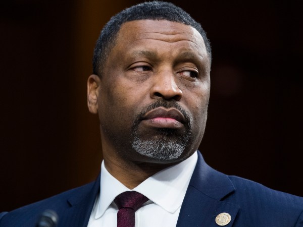 UNITED STATES - JANUARY 16: Derrick Johnson, president of the NAACP, speaks in opposition of William P. Barr, nominee for attorney general, during a Senate Judiciary Committee confirmation hearing on Barr in Hart Building on Wednesday, January 16, 2019.  (Photo By Tom Williams/CQ Roll Call)