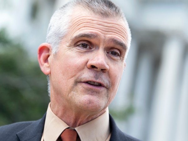 UNITED STATES - MAY 13: Rep. Matt Rosendale, R-Mont., talks with reporters at the House steps of the Capitol on Thursday, May 13, 2021. (Photo By Tom Williams/CQ Roll Call)