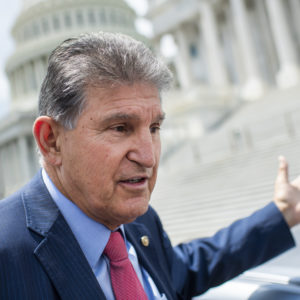 UNITED STATES - JUNE 10: Sen. Joe Manchin, D-W.Va.,  talks with reporters after a vote in the Capitol on Thursday, June 10, 2021. (Photo By Tom Williams/CQ Roll Call)
