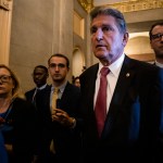 WASHINGTON, DC - JUNE 23: U.S. Sen. Joe Manchin (D-WV) is swarmed by reporters as he leaves a meeting between a bipartisan group of Senators and White House officials as they attempt to come to a deal on the Biden administrations proposed infrastructure plan at the U.S. Capitol on June 23, 2021 in Washington, DC. After initial negotiations between the White House and Senate Republicans fell through a new bi partisan group of Senators came together with the hopes of reaching a deal for a much need infrastructure spending plan. (Photo by Samuel Corum/Getty Images) *** Local Caption *** Joe Manchin