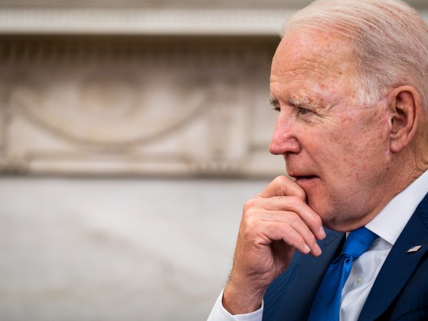 President Joe Biden listens as His Excellency Mohammad Ashraf Ghani, President of the Islamic Republic of Afghanistan makes a statement to the press in the Oval Office at the White House in Washington, D.C., on Friday, June 25, 2021.  (photo by Pete Marovich for The New York Times)