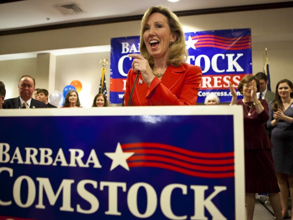 VIRGINIA, UNITED STATES - NOVEMBER 4:  Congressional Candidate Barbara Comstock speaks to her supporters after her win at her victory party in Ashburn, Virginia on November 4, 2014. (Photo by Samuel Corum/Anadolu Agency/Getty Images)