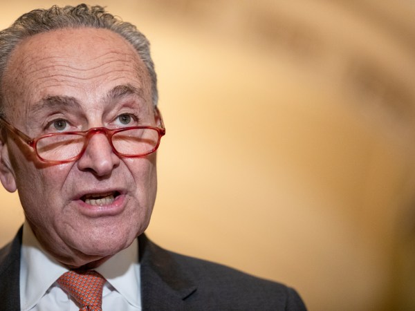 WASHINGTON, DC - MARCH 10: Senate Minority Leader Chuck Schumer (D-NY) talks to reporters following the Senate Democrats weekly policy luncheon on Capitol Hill on March 10, 2020 in Washington, DC. Democratic leadership criticized President Trumps response to the spread of the coronavirus and pushed for relief for individuals that may have to miss work from being quarantined. (Photo by Samuel Corum/Getty Images) *** Local Caption *** Chuck Schumer