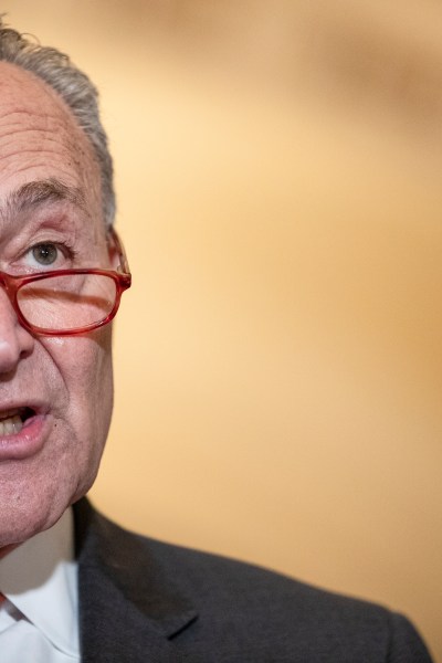 WASHINGTON, DC - MARCH 10: Senate Minority Leader Chuck Schumer (D-NY) talks to reporters following the Senate Democrats weekly policy luncheon on Capitol Hill on March 10, 2020 in Washington, DC. Democratic leadership criticized President Trumps response to the spread of the coronavirus and pushed for relief for individuals that may have to miss work from being quarantined. (Photo by Samuel Corum/Getty Images) *** Local Caption *** Chuck Schumer