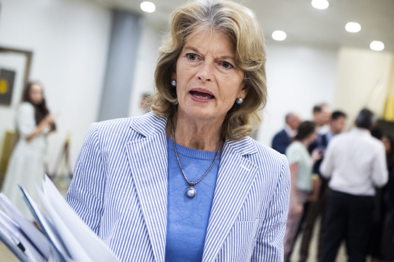 UNITED STATES - JUNE 17: Sen. Lisa Murkowski, R-Alaska, is seen in the senate subway during a vote in the Capitol on Thursday, June 17, 2021. (Photo By Tom Williams/CQ Roll Call)